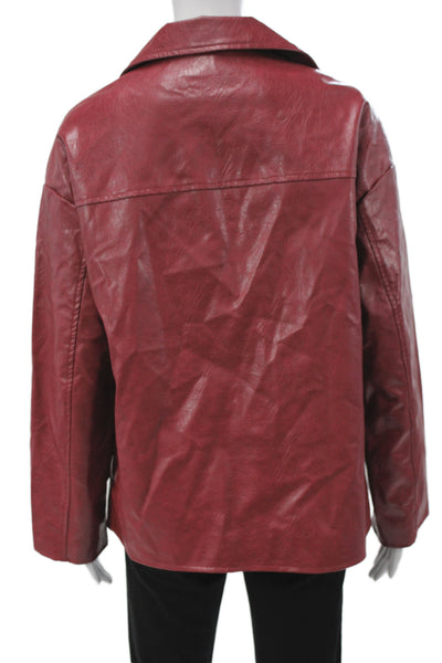 Reclaimed Vintage Womens Red Button Long Sleeve 90s Viscose Jacket Size 4