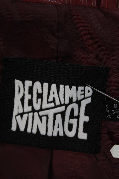 Reclaimed Vintage Womens Red Button Long Sleeve 90s Viscose Jacket Size 4