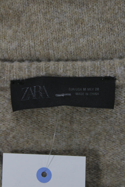 Zara Unisex Beige Button Crewneck Cardigan Size M