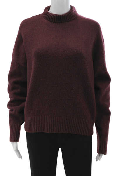 Zara Unisex Pullover Sweater Dark Red High Neck Long Sleeve Size S