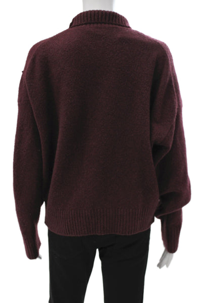 Zara Unisex Pullover Sweater Dark Red High Neck Long Sleeve Size S
