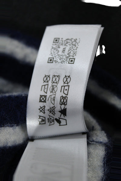 Zara Unisex Dark Blue Striped Wool Crew Neck Pullover Sweater Size S