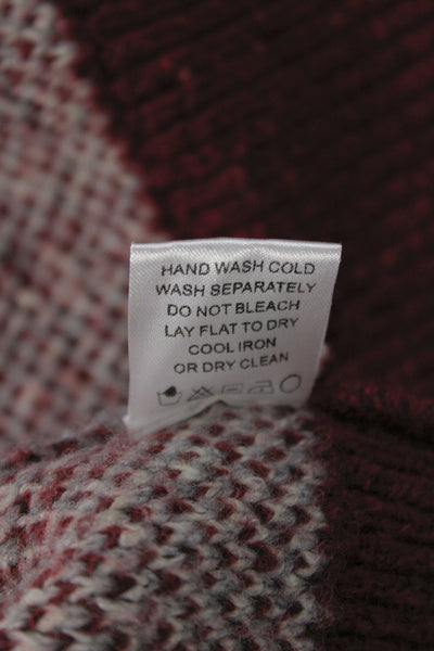 More To Come Unisex Cardigan Fair Isle Red Cashmere Silk Crew Neck Size M