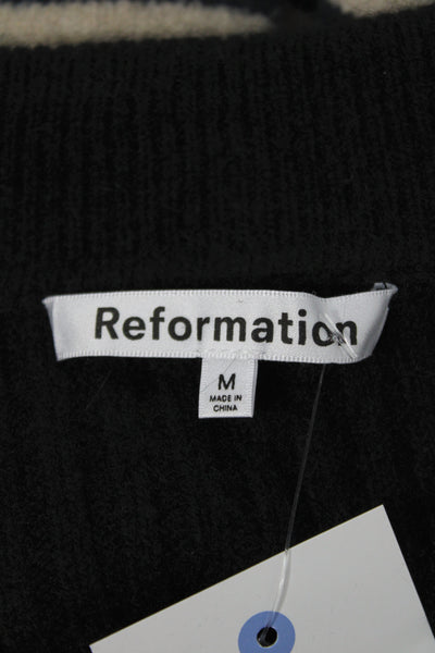 Reformation Unisex Cardigan Sweater Black Collared Button Long Sleeve Size M