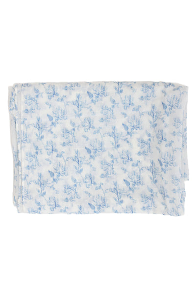 Brock Collection Womens Floral Printed Lightweight Scarf White Blue 88"x68"