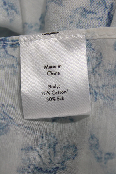 Brock Collection Womens Floral Printed Lightweight Scarf White Blue 88"x68"