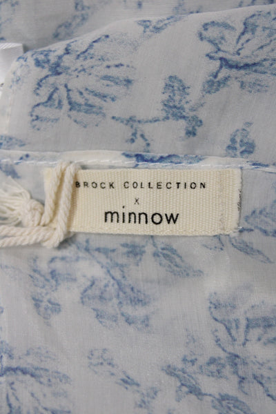 Brock Collection Womens Floral Printed Lightweight Scarf White Blue 88"x68"
