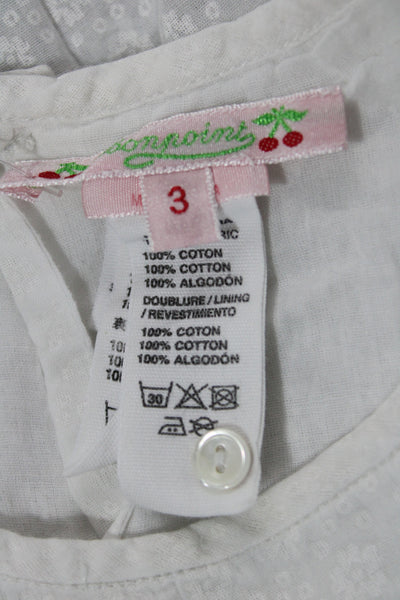 Bonpoint Girls Sleeveless Ruffled Crew Neck Floral Blouse Top White Size 3T