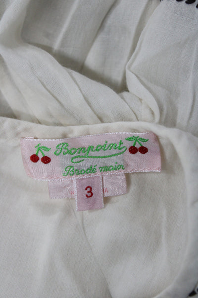 Bonpoint Girls Short Sleeve Scoop Neck Striped Top White Multi Cotton Size 3
