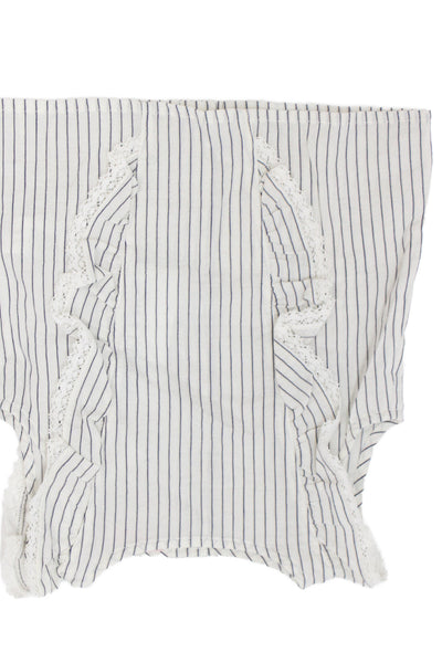 Bonpoint Girls Sleeveless Lace Trim Ruffled Striped Top White Black Size 3T