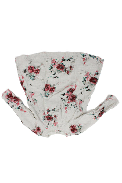 Bonpoint Girls Long Sleeve Crew Neck Floral Dress Gray Red Cotton Size 3T
