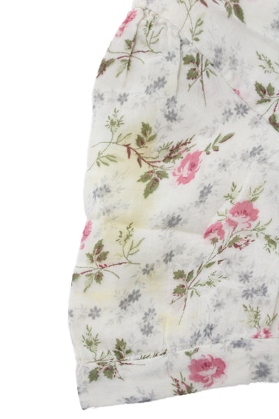 Bonpoint Girls Half Sleeve Crew Neck Floral Dress White Green Pink Size 4