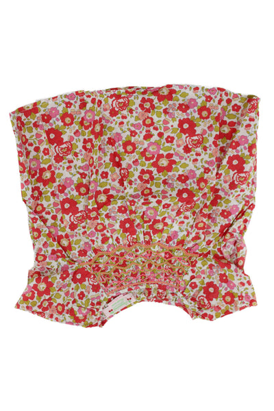 Bonpoint Girls Short Sleeve Crew Neck Floral Top White Red Green Size 3