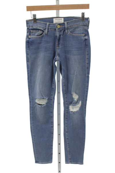 Frame Denim Women Skinny Ankle Jeans Blue Button Fly Mid Rise Size 25