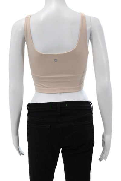 All Access Womens Cropped Tank Square Neck Beige Cotton Sleeveless Size 2XS