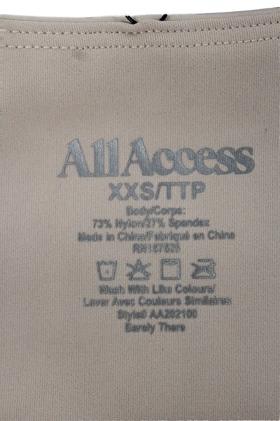 All Access Womens Cropped Tank Square Neck Beige Cotton Sleeveless Size 2XS