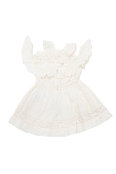 Nellystella Girls Back Zip Sleeveless Crew Neck Lace Trim Dress White Size 2