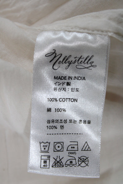 Nellystella Girls Back Zip Sleeveless Crew Neck Lace Trim Dress White Size 2