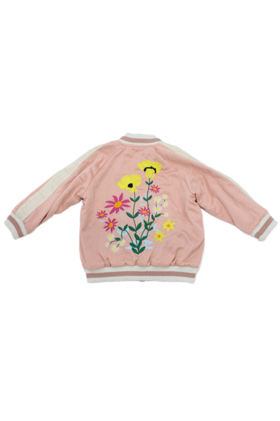 Stella McCartney Kids Girls Front Zip Reversible Floral Bomber Jacket Pink 2T