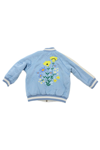 Stella McCartney Kids Girls Front Zip Reversible Floral Bomber Jacket Pink 2T