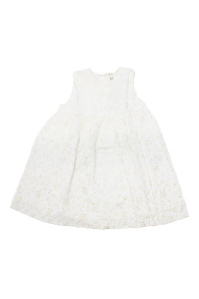 Moon Paris Girls Sleeveless Crew Neck Metallic Speckled Dress White Size 4