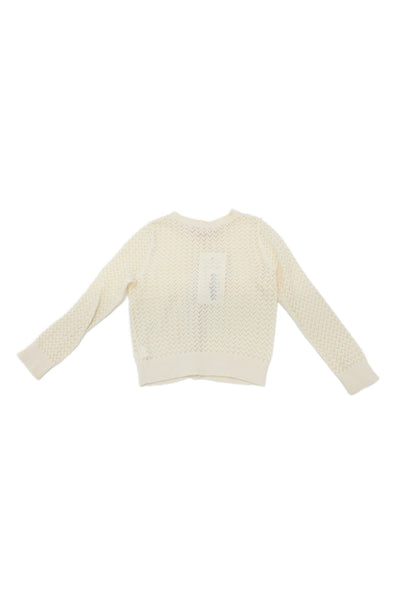 Bonpoint Girls Button Front Crew Neck Open Knit Cardigan Sweater White Size 3T