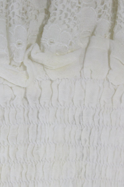 Tocoto Girls Spaghetti Strap Square Neck Smocked Lace Dress White Size 6