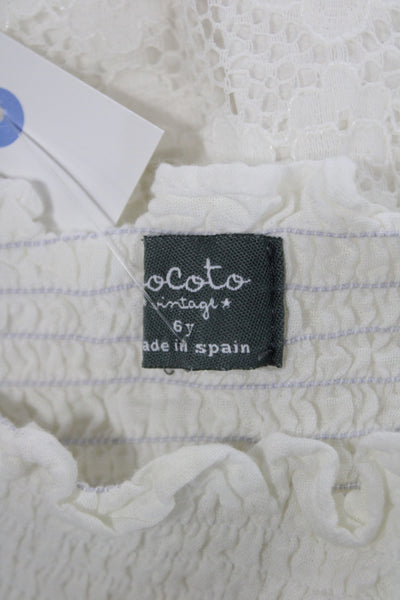 Tocoto Girls Spaghetti Strap Square Neck Smocked Lace Dress White Size 6