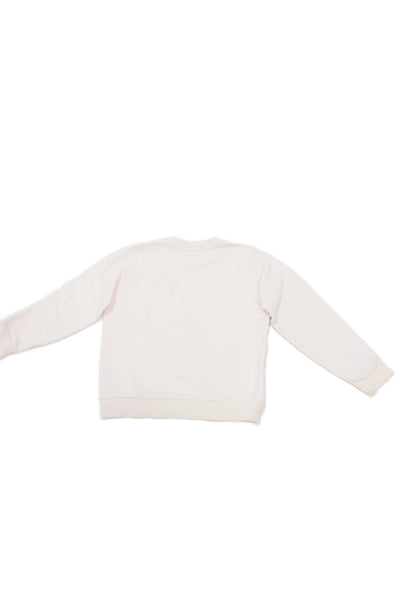 Bonpoint Girls Pullover Crew Neck Cherry Logo Sweater White Pink Cotton Size 8