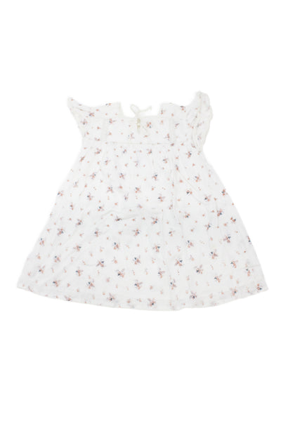 Louis Louise Girls Short Sleeve Lace Trim Keyhole Floral Dress White Size 3T