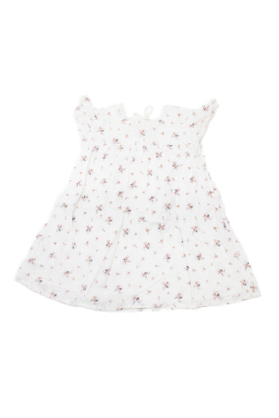 Louis Louise Girls Short Sleeve Lace Trim Keyhole Floral Dress White Size 3T