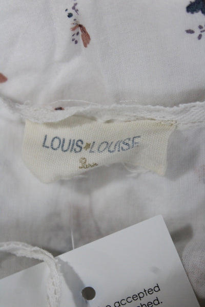 Louis Louise Girls Short Sleeve Lace Trim Keyhole Floral Dress White Size 3T