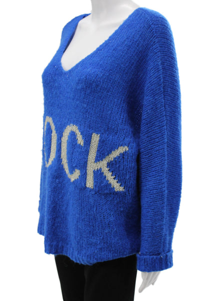 Elan Unisex Blue Rock V-Neck Pullover Sweater Long Sleeve Size M