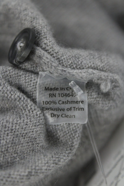 Kinross Cashmere Mens Henley Pullover Mock Neck Button Cashmere Gray Size L