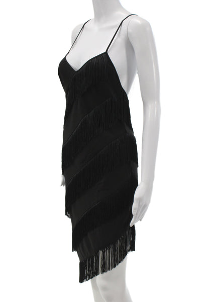 Amanda Uprichard Women Slip Dress Black V-Neck Knee-Length Size S