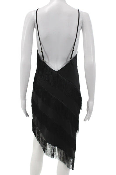 Amanda Uprichard Women Slip Dress Black V-Neck Knee-Length Size S