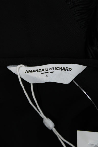 Amanda Uprichard Women Slip Dress Black V-Neck Knee-Length Size S