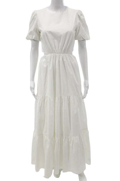 Wayf Womens Maxi Dress White Round Neck Short Sleeve Size XS