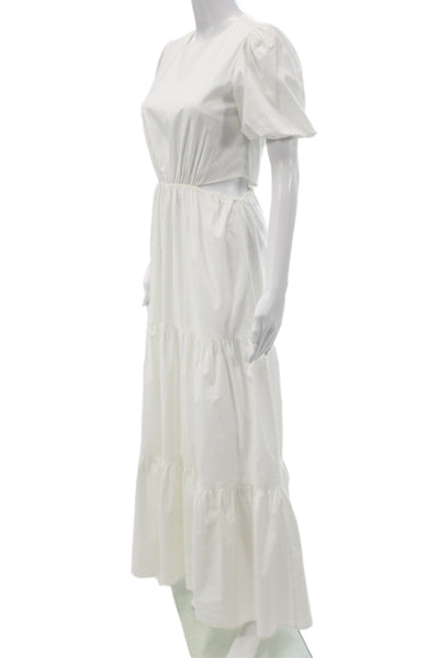 Wayf Womens Maxi Dress White Round Neck Short Sleeve Size XS