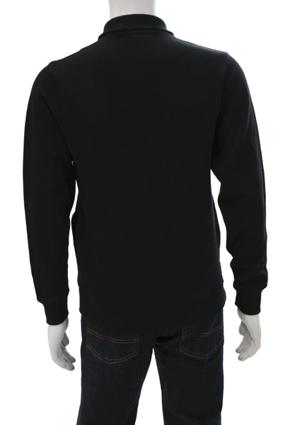 Lacoste Mens Sweatshirt Mock Neck Zip Black Cotton Polyester Long Sleeve Size S