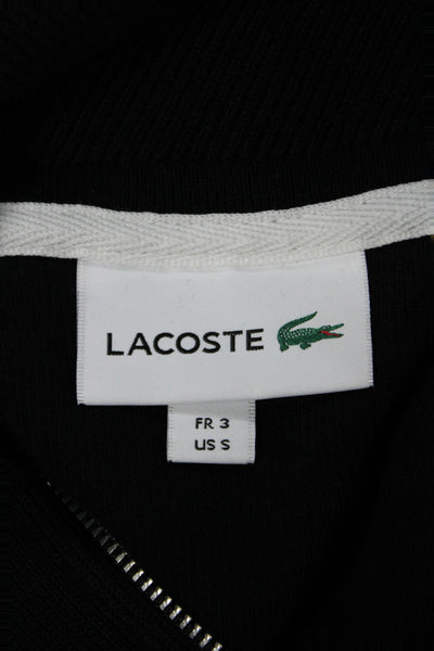 Lacoste Mens Sweatshirt Mock Neck Zip Black Cotton Polyester Long Sleeve Size S