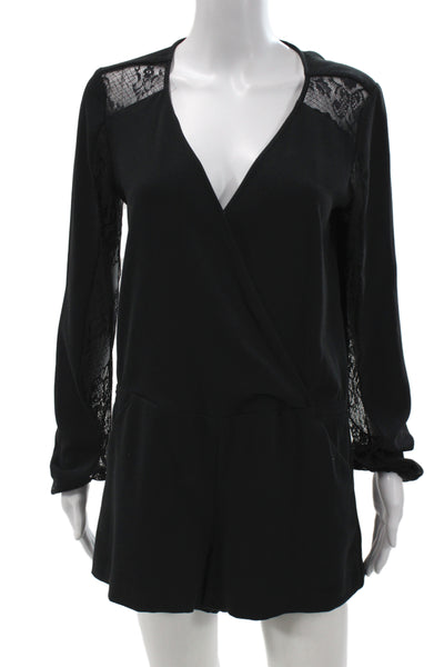 Parker Women Jumpsuit Romper Black V-Neck Long Sleeve Size S