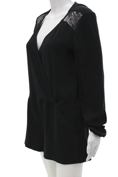 Parker Women Jumpsuit Romper Black V-Neck Long Sleeve Size S