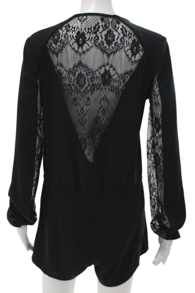 Parker Women Jumpsuit Romper Black V-Neck Long Sleeve Size S