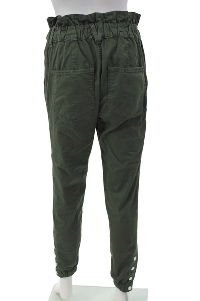 Veronica Beard Women Paperbag Jogger Pants Green Cotton High Rise Size 25