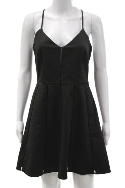 Parker Women Fit & Flare Tank Dress Black V Neck Sleeveless Zip Size S