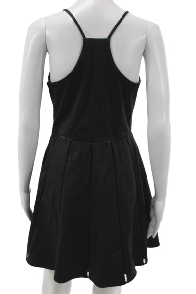 Parker Women Fit & Flare Tank Dress Black V Neck Sleeveless Zip Size S