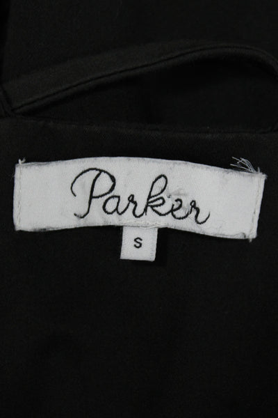Parker Women Fit & Flare Tank Dress Black V Neck Sleeveless Zip Size S