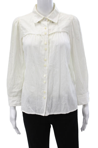 Marc By Marc Jacobs Women White Cotton Collared Button Up Blouse Size 6