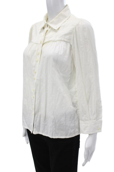 Marc By Marc Jacobs Women White Cotton Collared Button Up Blouse Size 6